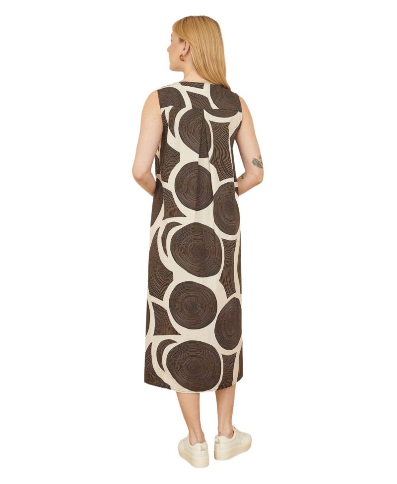 Women's Sleeveless V-Neck Trapeze Midi Dress