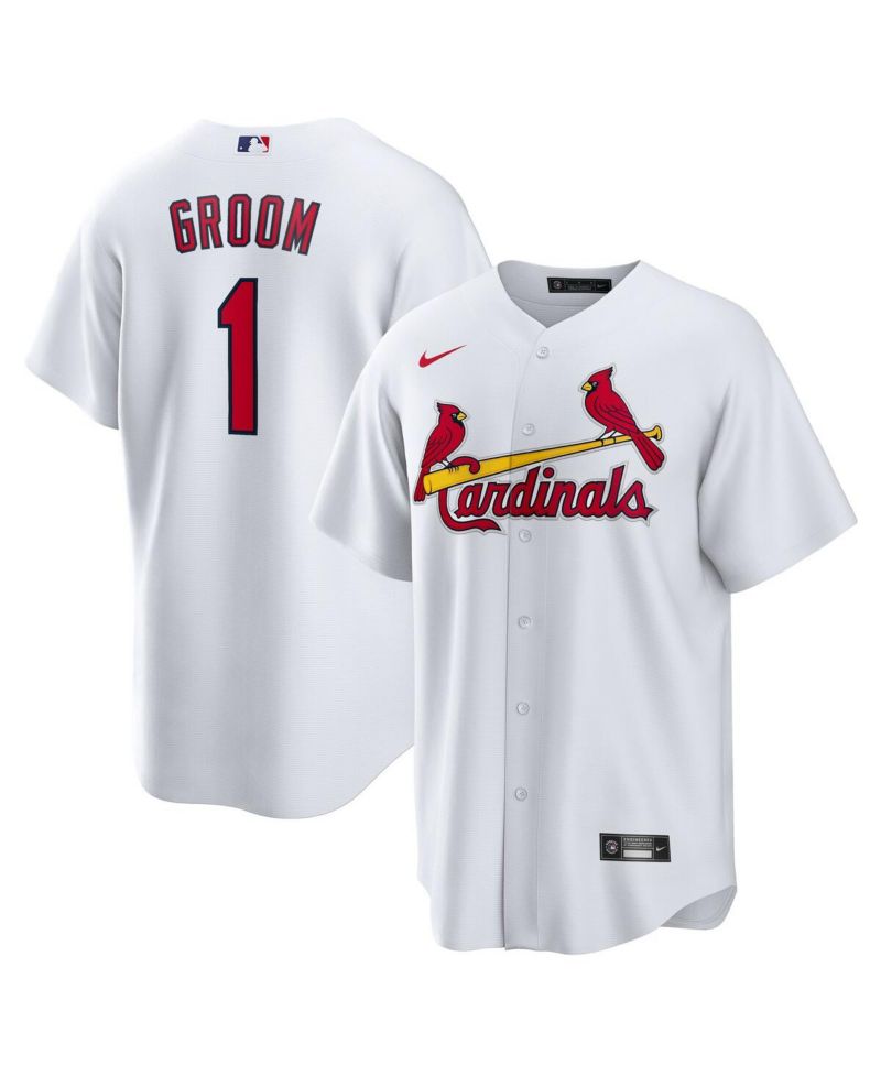 Men's White St. Louis Cardinals 1 Groom Home Replica Jersey