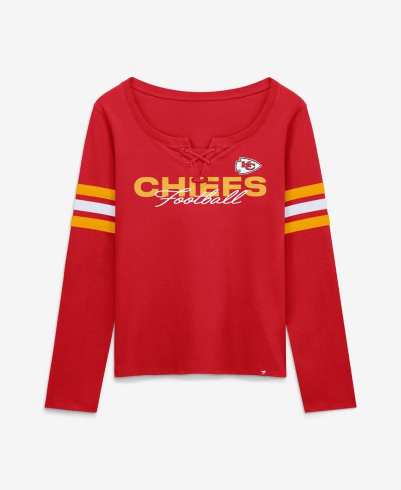 Women's Kansas City Chiefs Team First Coverage Scheme Lace-up Long-Sleeve T-Shirt