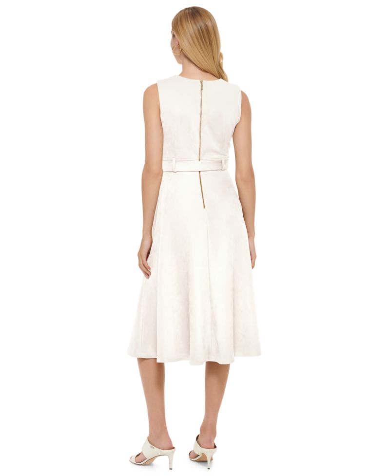 Women's Crewneck Sleeveless A-Line Suede Dress