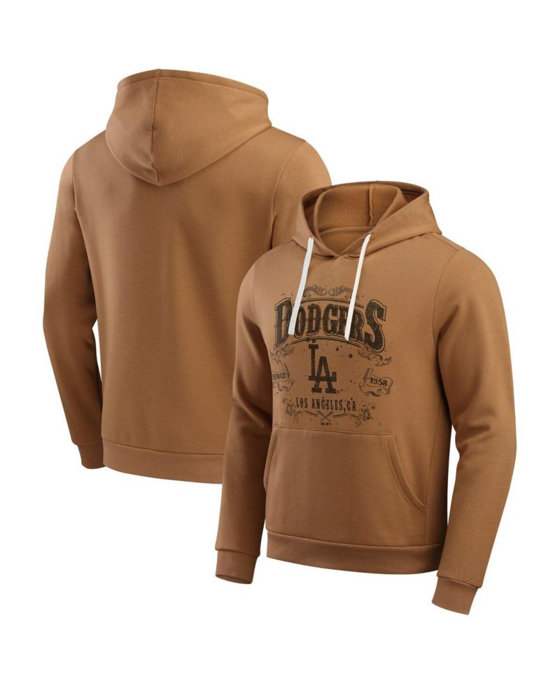 Men's Tan Los Angeles Dodgers Camp Fleece Pullover Hoodie