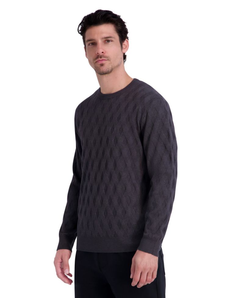Men's Diamond Texture Crewneck Sweater