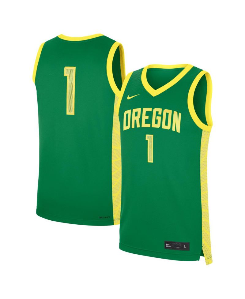 Men's Green Oregon Ducks 1 Road Replica Basketball Jersey