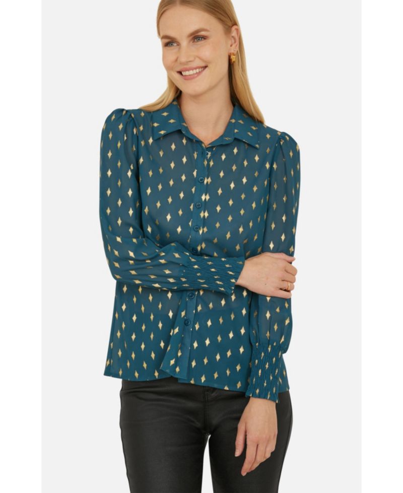 Women's Diamond Foil Print Blouse