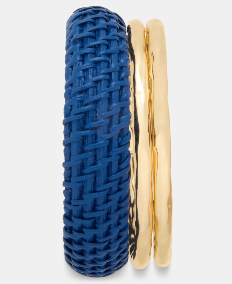Gold-Tone and Rattan Bracelets, Set of 3
