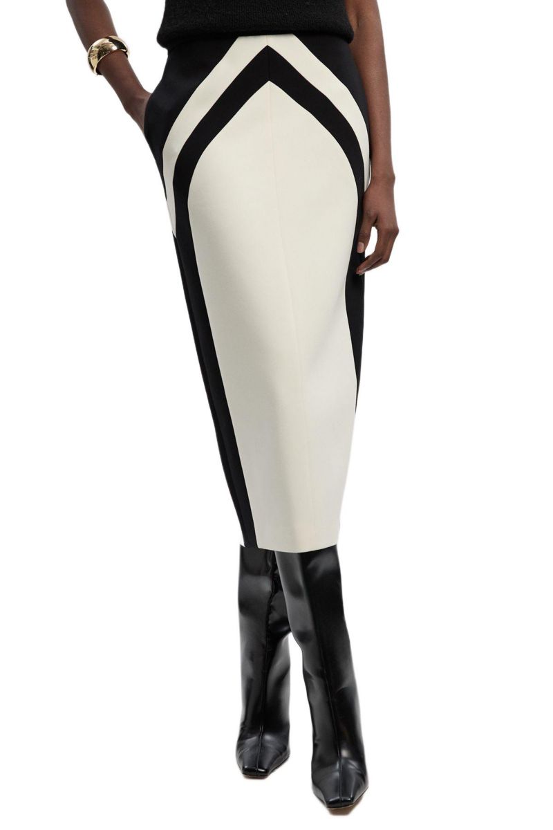 Women's Colour Block Pencil Midi Skirt