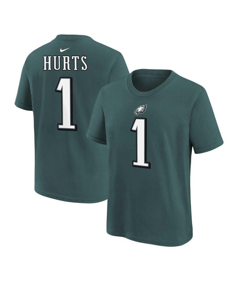 Big Boys and Girls Jalen Hurts Midnight Green Philadelphia Eagles Player Name & Number T-Shirt