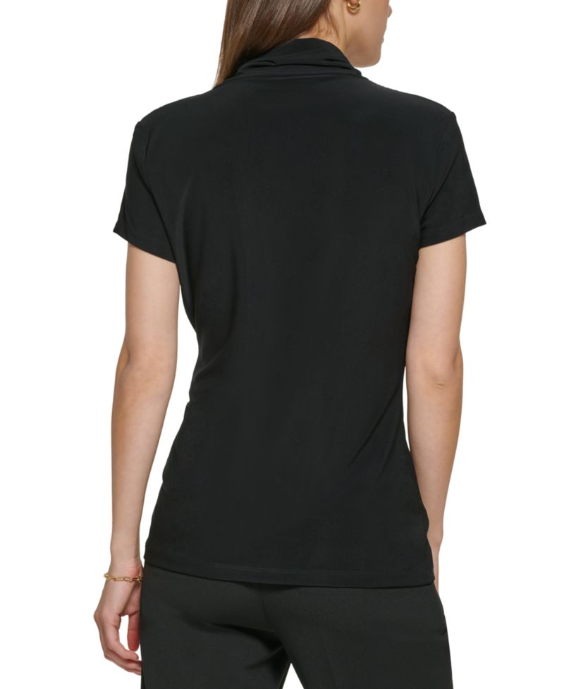 Petite Draped Surplice Blouse