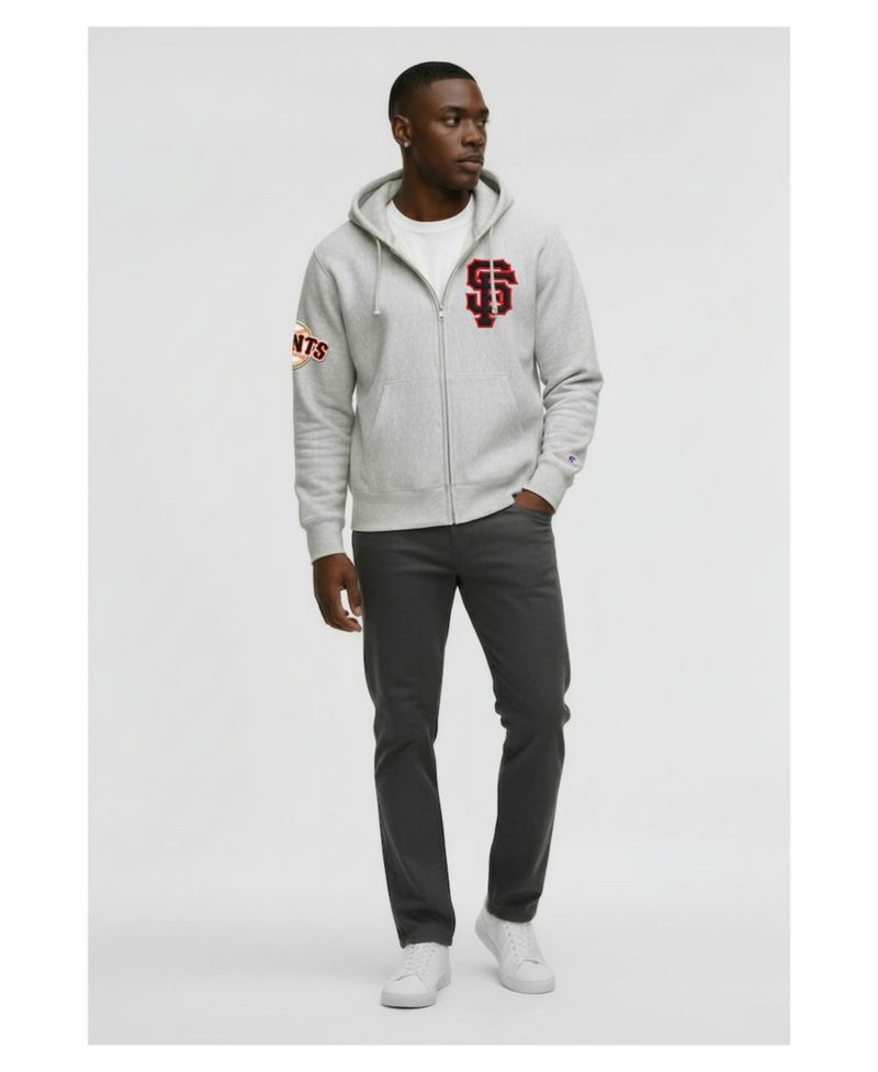 Men's Gray San Francisco Giants Reverse Weave Chenille Full-Zip Hoodie