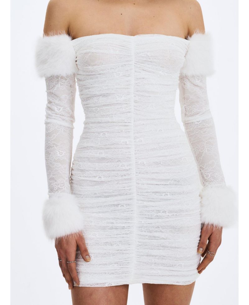 Women's Lani Lace Off-Shoulder Ruched Mini Dress