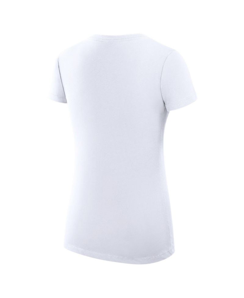 Women's White Texas Rangers Super-Slim Fit Lightweight Team Logo Graphic V-Neck T-Shirt