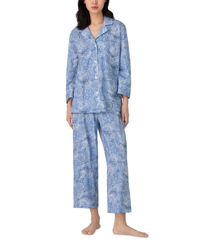 Plus Size Button-Front Top and Pants Pajama Set