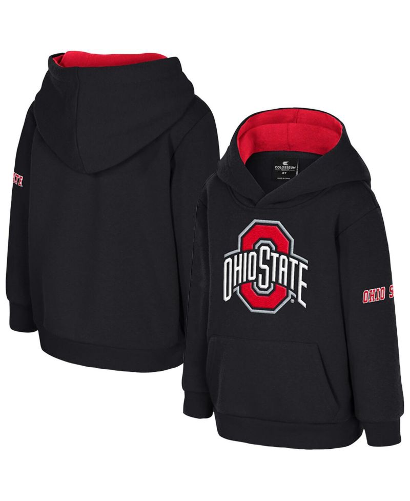 Toddler Black Ohio State Buckeyes Big Logo Volume Fleece Pullover Hoodie