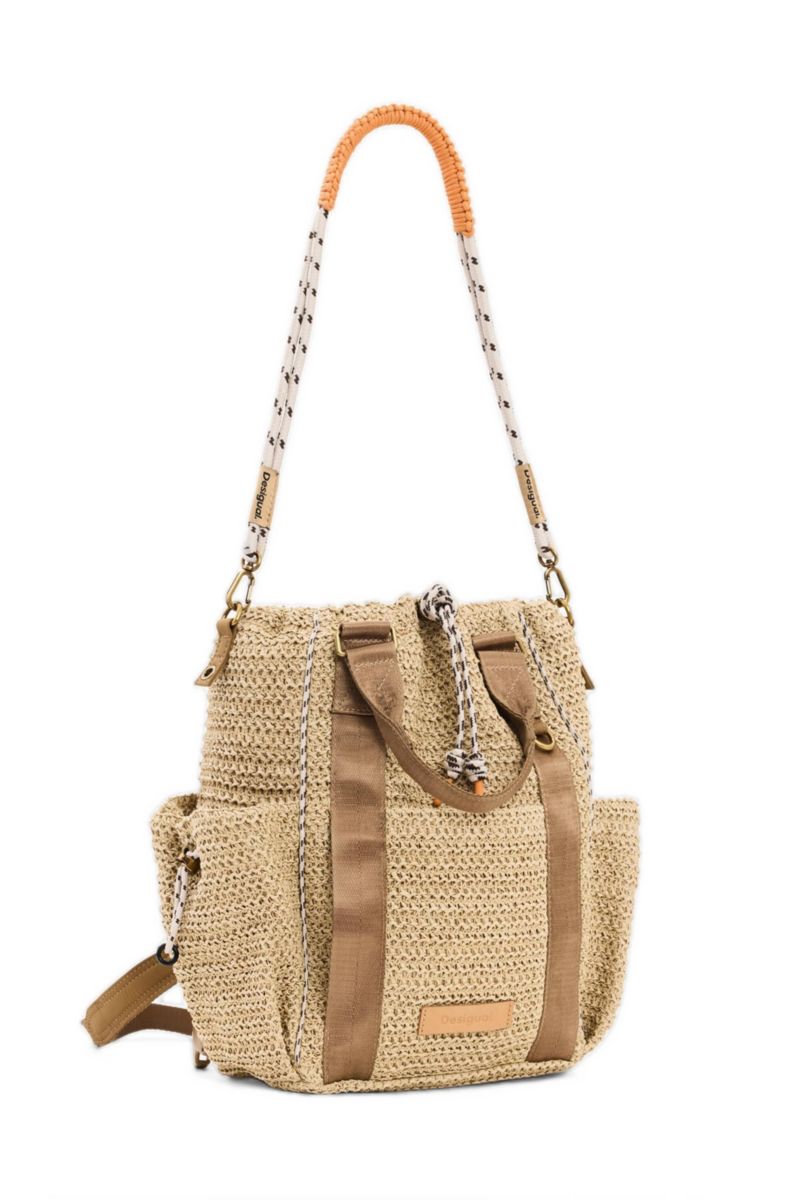 Women's Medium multiposition raffia backpack