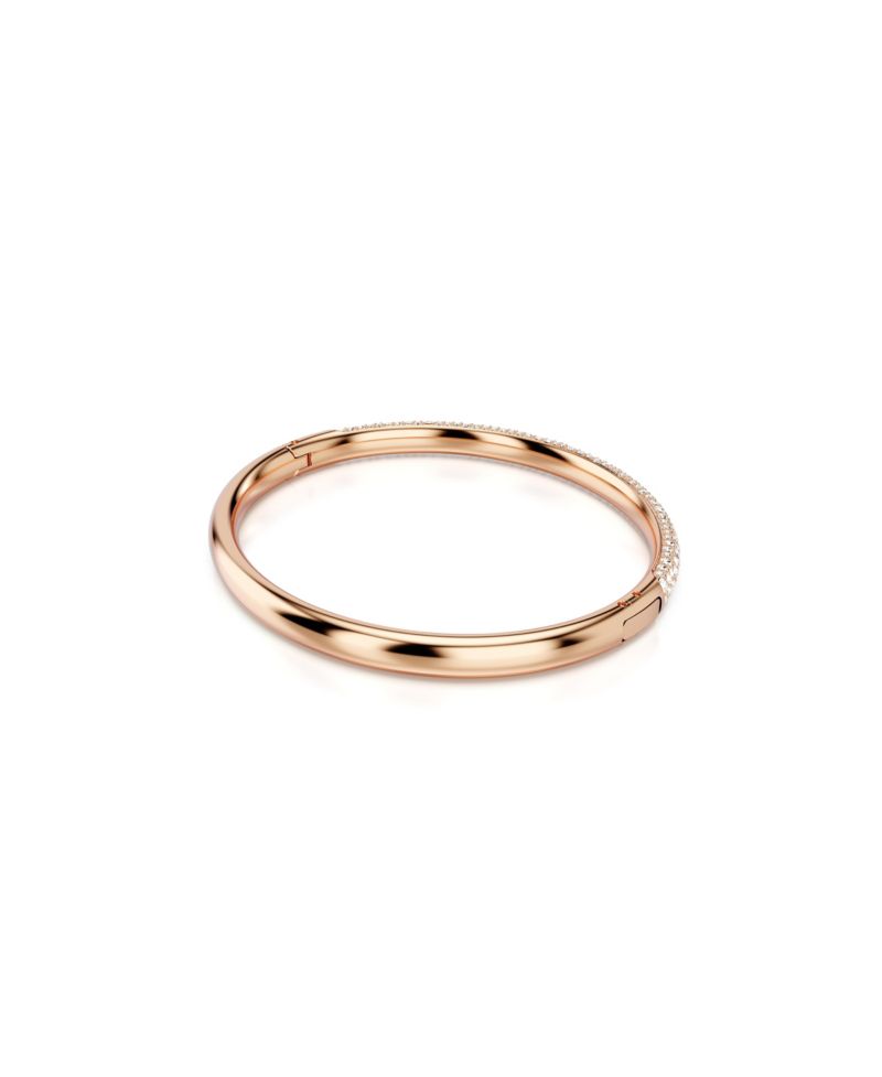 Snow Pave, White, Rhodium Plated or Rose Gold-Tone Meteora Bangle Bracelet