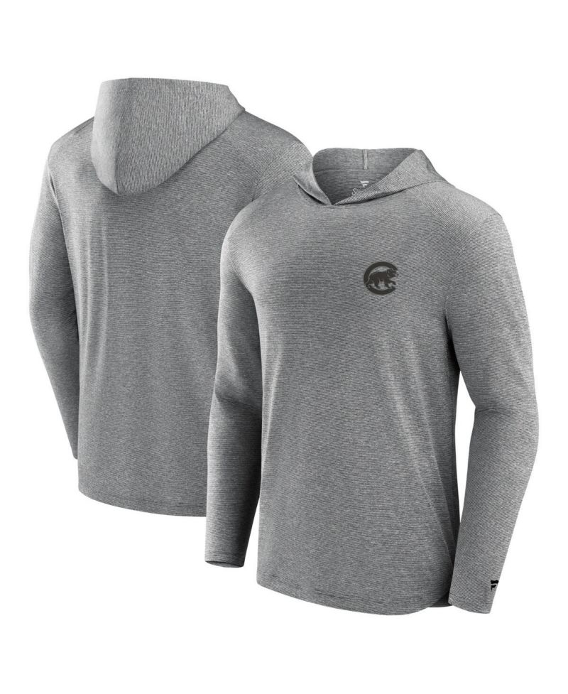 Men's Black Chicago Cubs Front Office Tech Lightweight Hoodie T-Shirt