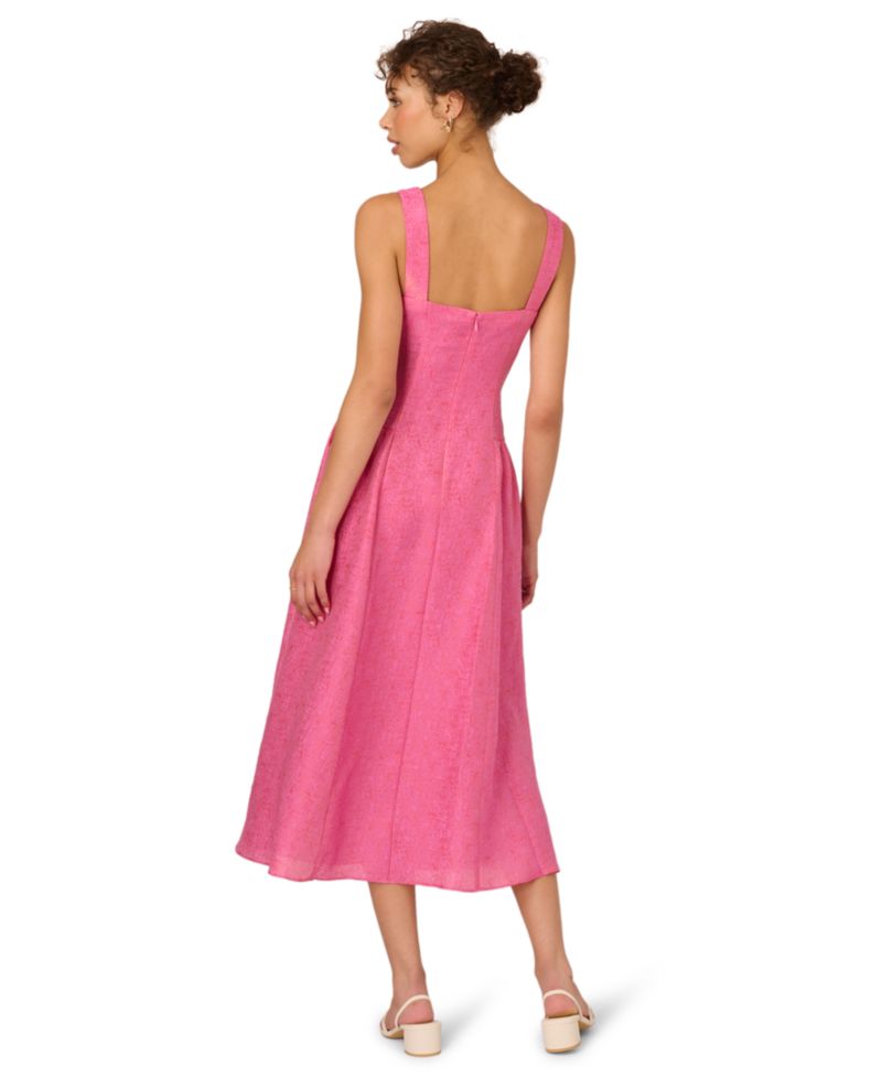 Women's Square Neck Textured Midi Dress