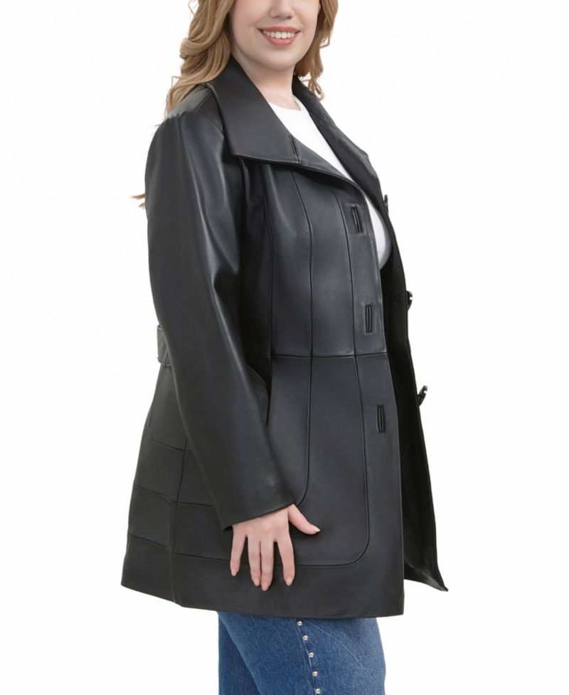 Plus Size Erika Leather Coat