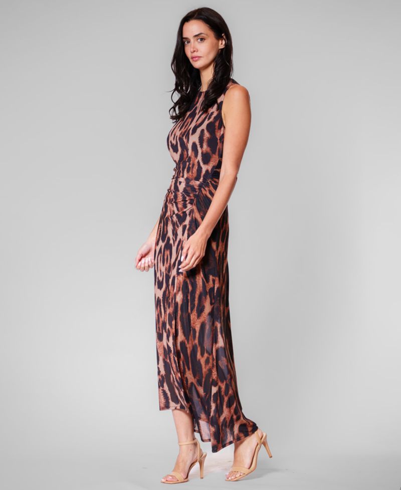 Women's Leopard-Print Asymmetrical-Hemline Midi Dress