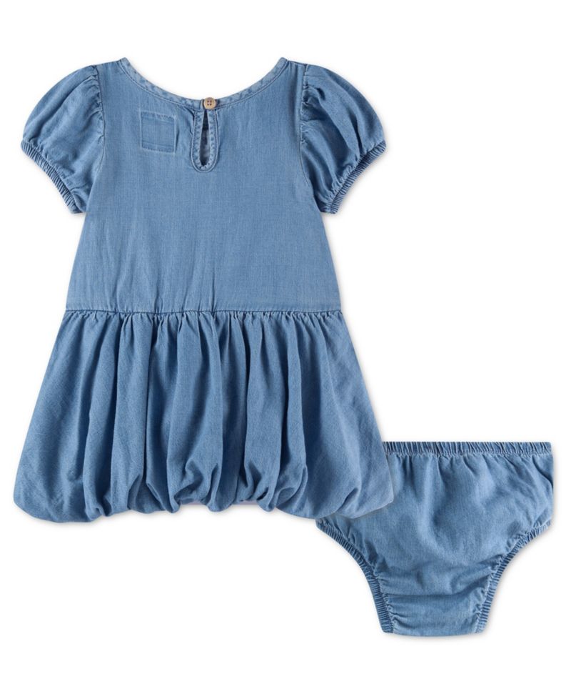 Baby Girls' Short-Sleeve Bubble Dress with Diaper cover, 2-Piece Set