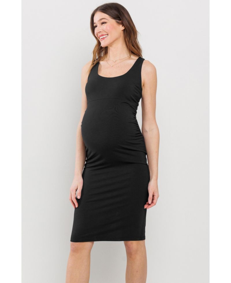 Maternity Bodycon Scoop Neck Sleeveless Knee Length Dress