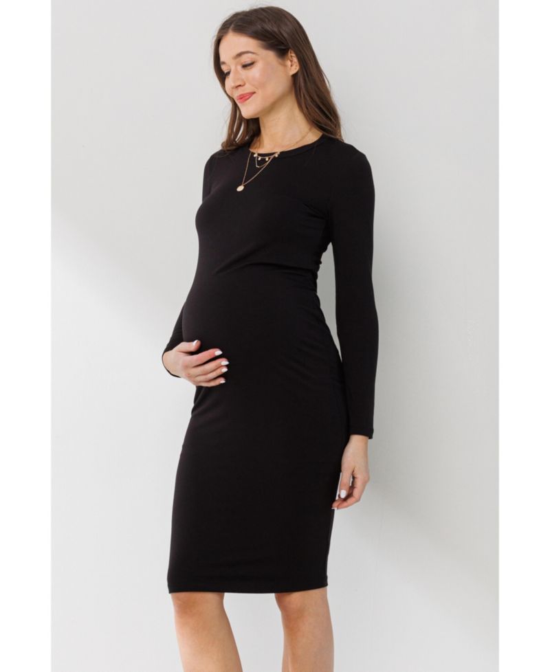Maternity Long-Sleeve Bodycon Midi Dress