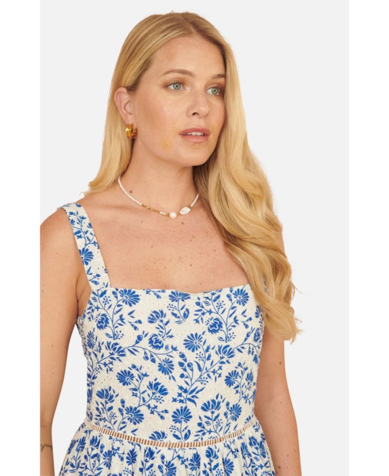Women's Floral Broderie Anglaise Midi Sun Dress