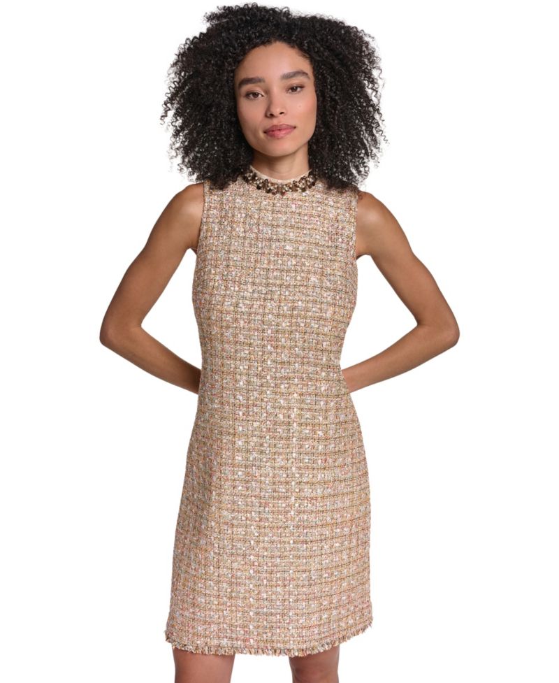 Women's Metallic Tweed Sheath Dress