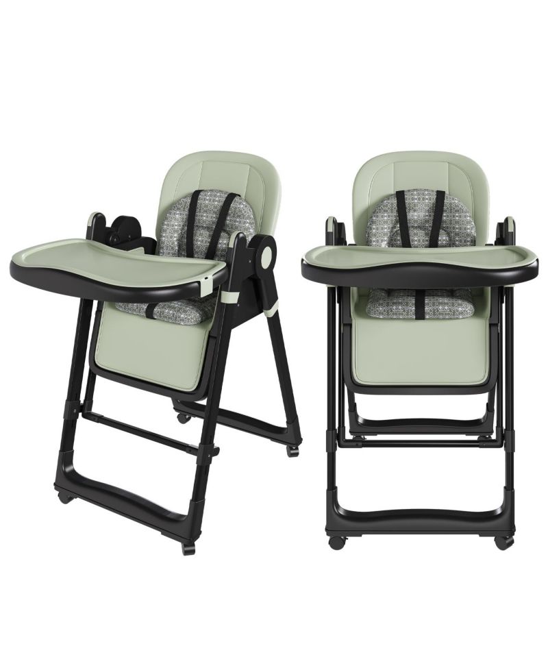 Convertible Baby High Chair to Rocker with 5-Point Harness (Dark Green