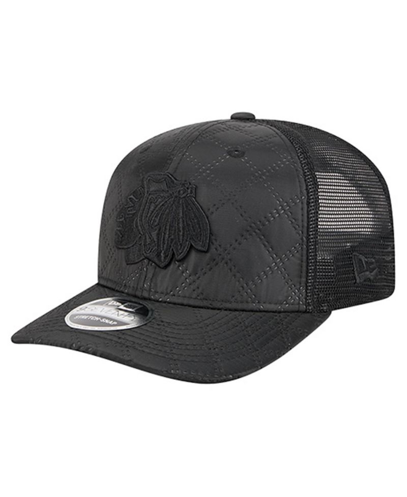 Men's Black Chicago Blackhawks Quilted 9SEVENTY Adjustable Trucker Hat