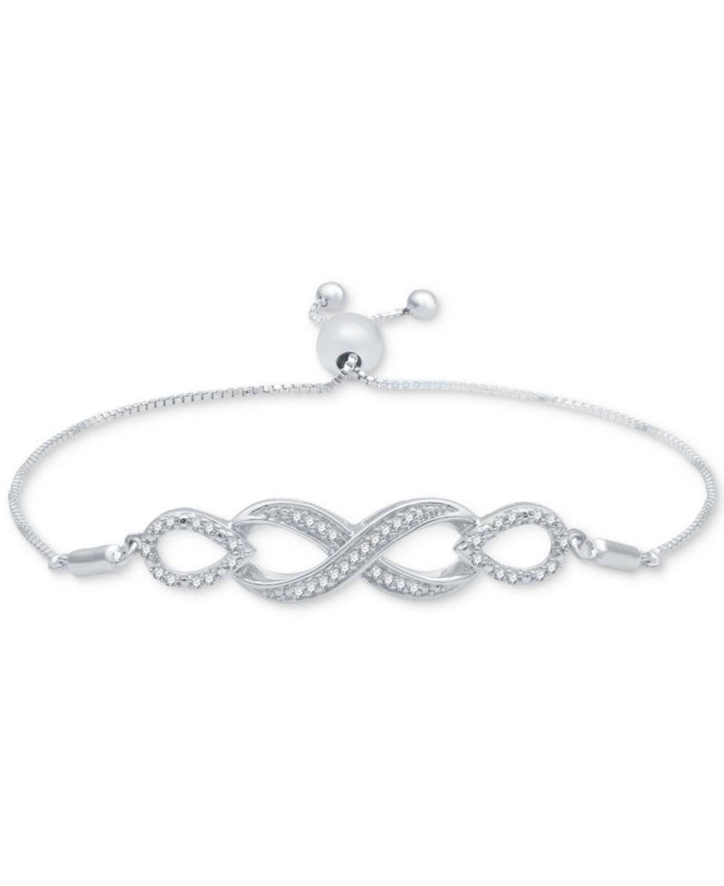 Diamond Infinity Bolo Bracelet (1/6 ct. t.w.) in Sterling Silver