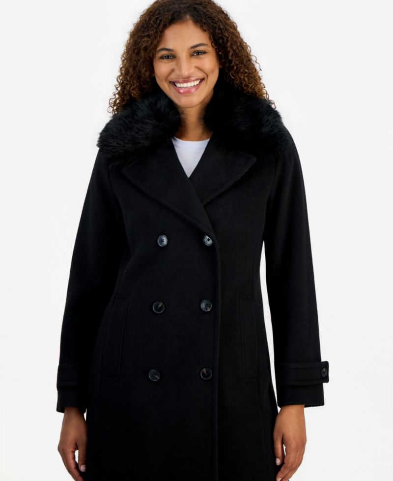 Women's Faux-Fur Collar Tailored Coat