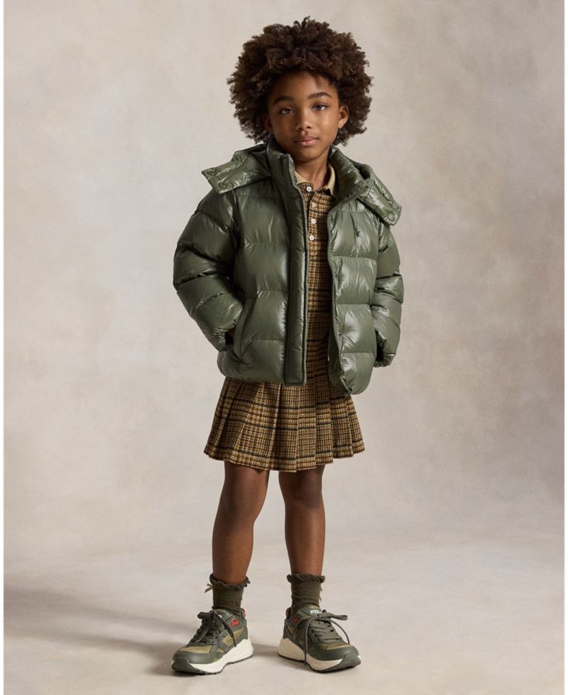 Girls' 2T-6X Glossy Down Hooded Jacket