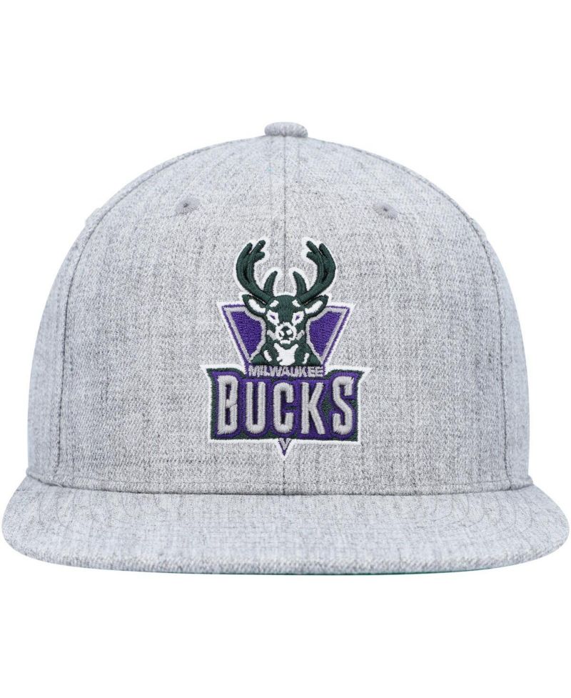 Men's Heather Gray Milwaukee Bucks Hardwood Classics 2.0 Snapback Hat