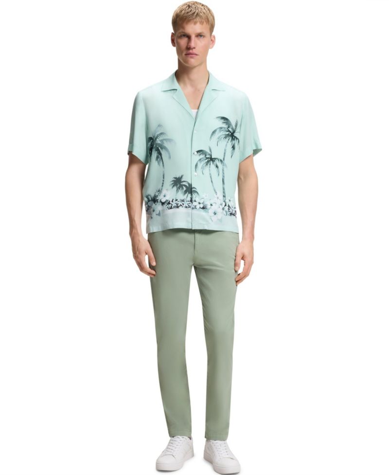 Men's Structured Cotton Blend Tapered-Fit Chinos