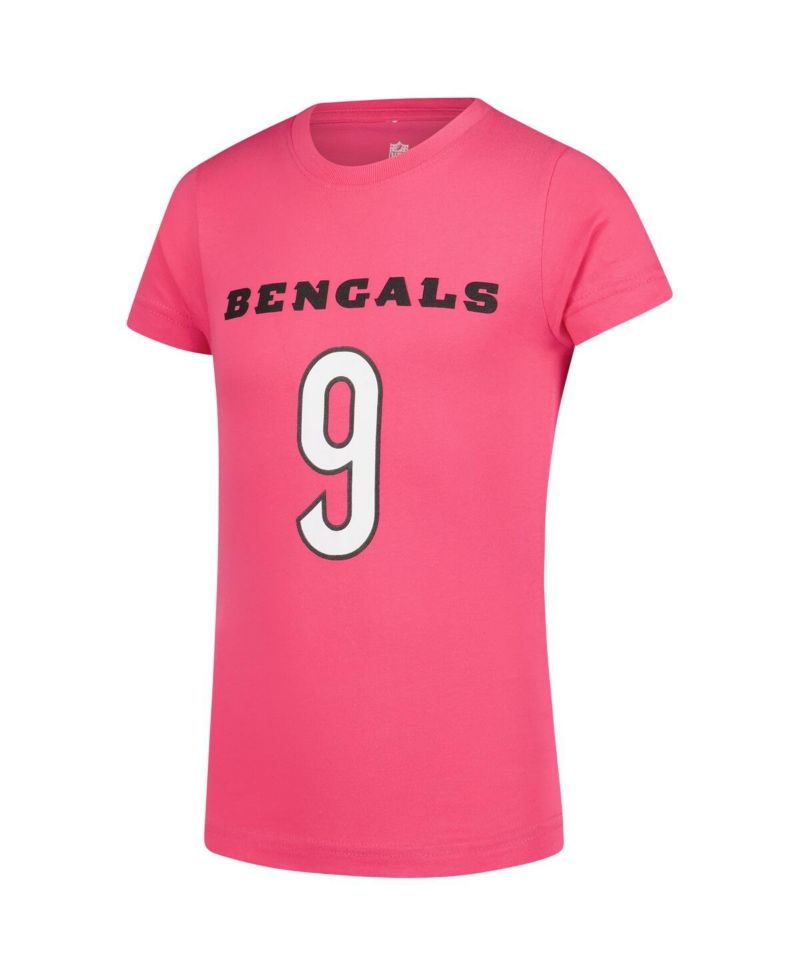 Big Girls Joe Burrow Pink Cincinnati Bengals Player Name & Number T-Shirt