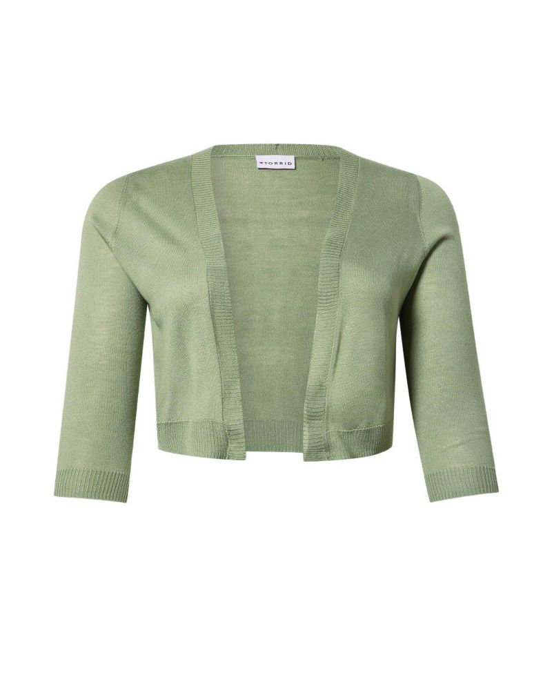 Women's Plus Size 3/4 Sleeve Cropped Shrug Sweater