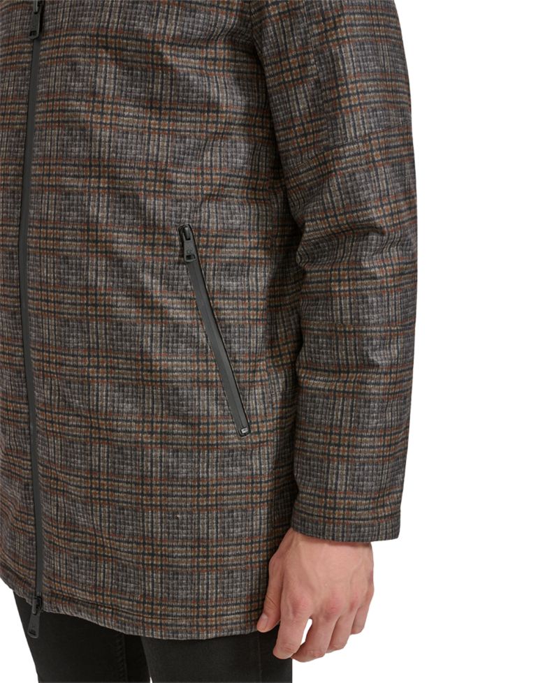 Men's Water-Resistant Hooded Stadium Coat with Removable Puffer Bib