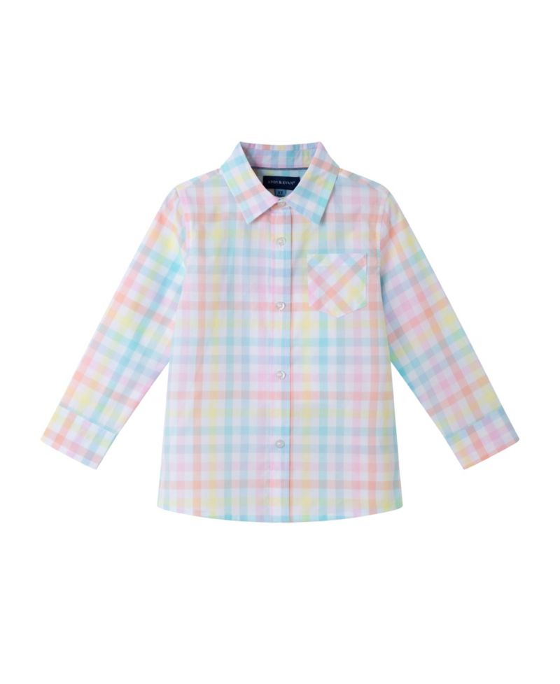 Little Boys Toddler/Child Bright Pastel Multi Check Buttondown Shirt