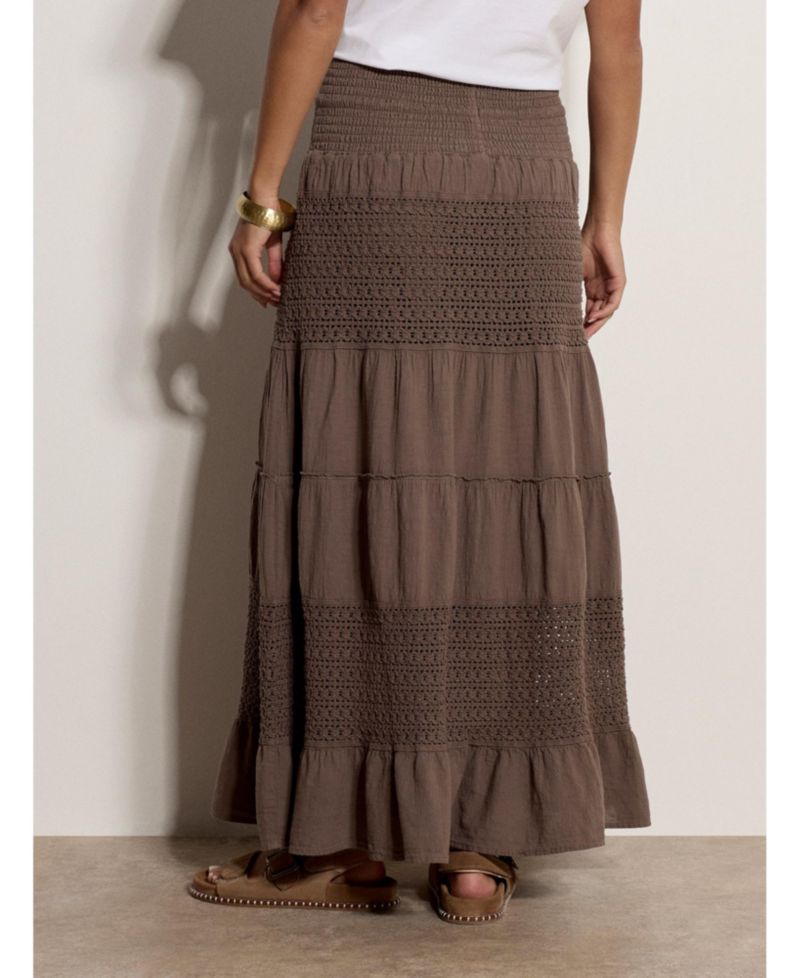 Women's Tiered Crochet Maxi Skirt
