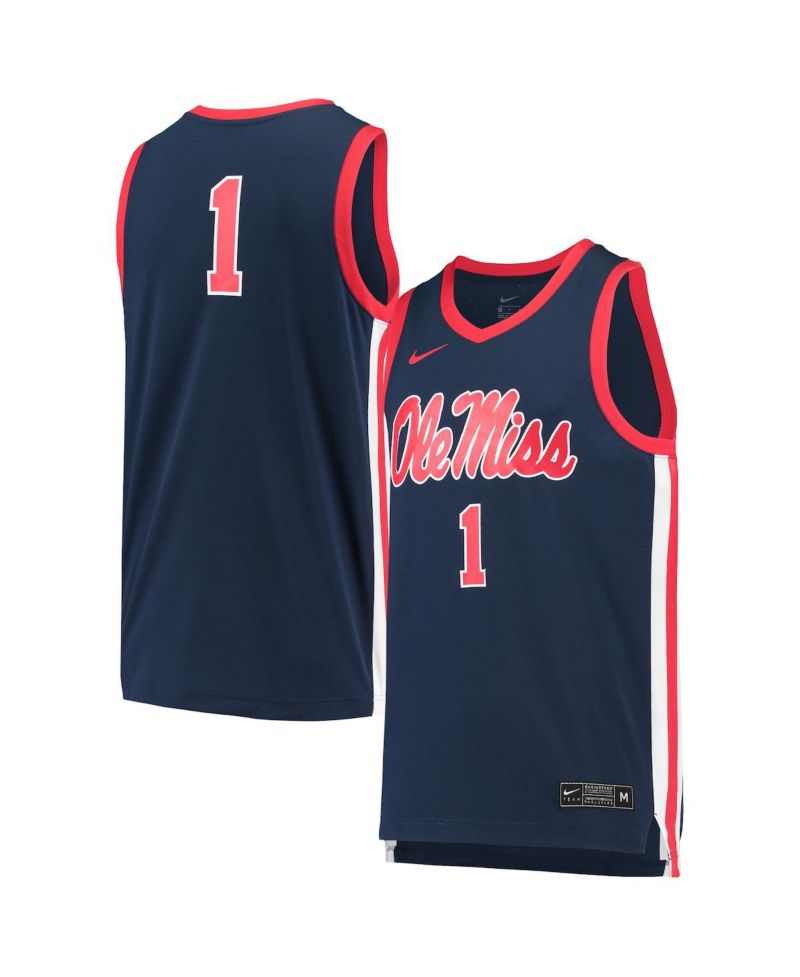 Men's #1 Navy Ole Miss Rebels Replica Basketball Jersey