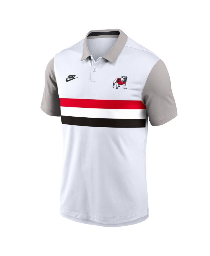 Men's White/Gray Georgia Bulldogs Athletic Prep Legacy Logo Vapor Performance Polo Shirt