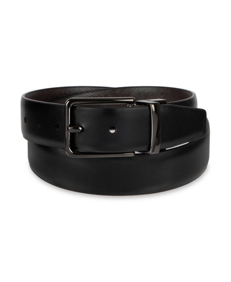 Boy's S-XL Two-In-One Reversible Smooth-To-Saffiano Dress Belt
