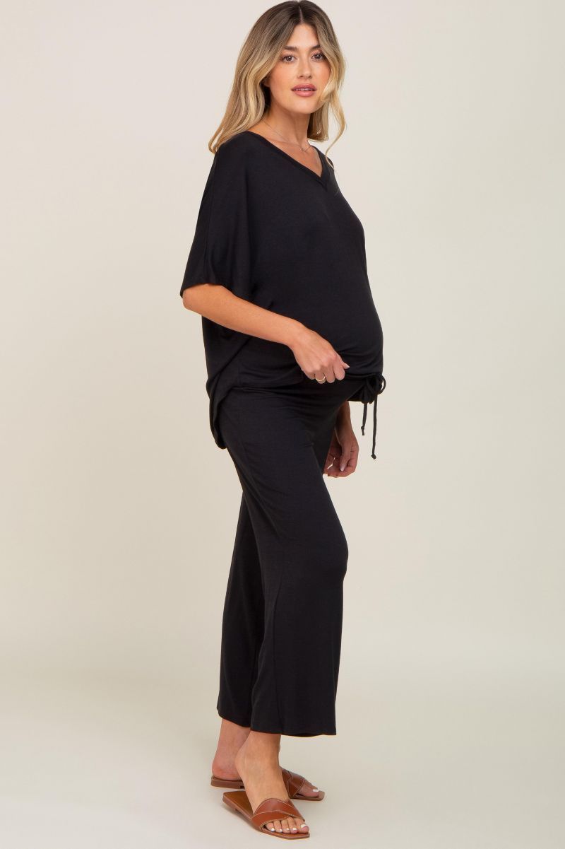 Women's Black Cropped Pant Set