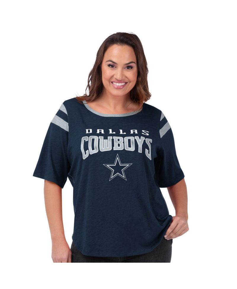 Women's Navy Dallas Cowboys Plus Size Linebacker T-Shirt
