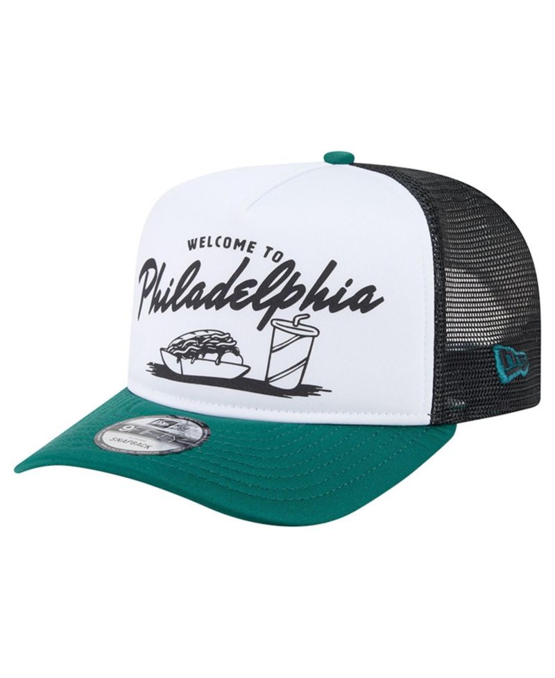 Men's White/Midnight Green Philadelphia Eagles Foodie 9FIFTY A-Frame Trucker Snapback Hat