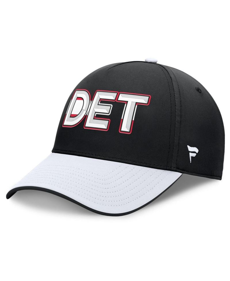 Men's Black/White Detroit Red Wings Authentic Pro Rink Team Code Flex Hat