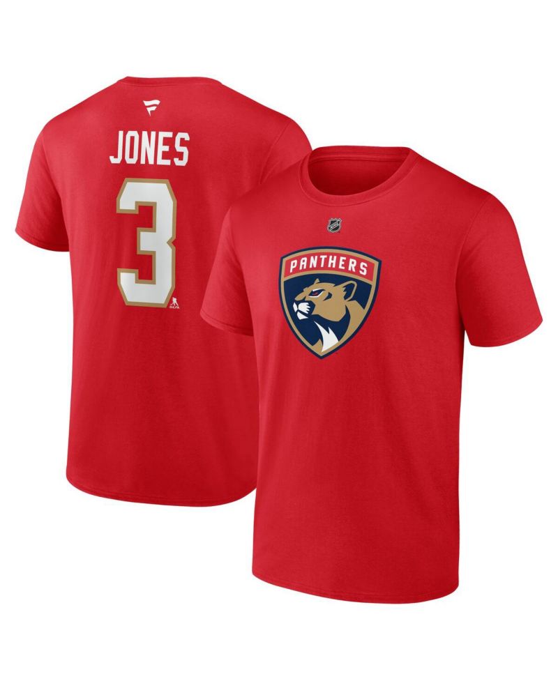Men's Seth Jones Red Florida Panthers Authentic Stack Name & Number T-Shirt