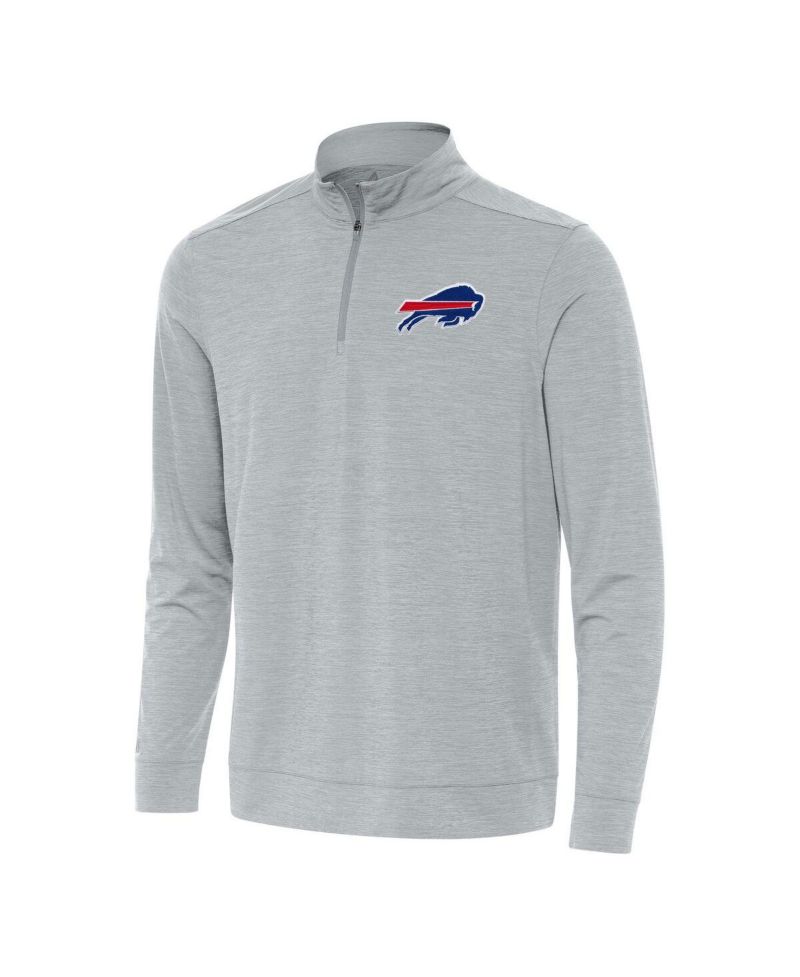 Men's Heather Gray Buffalo Bills Bright Quarter-Zip Sweatshirt