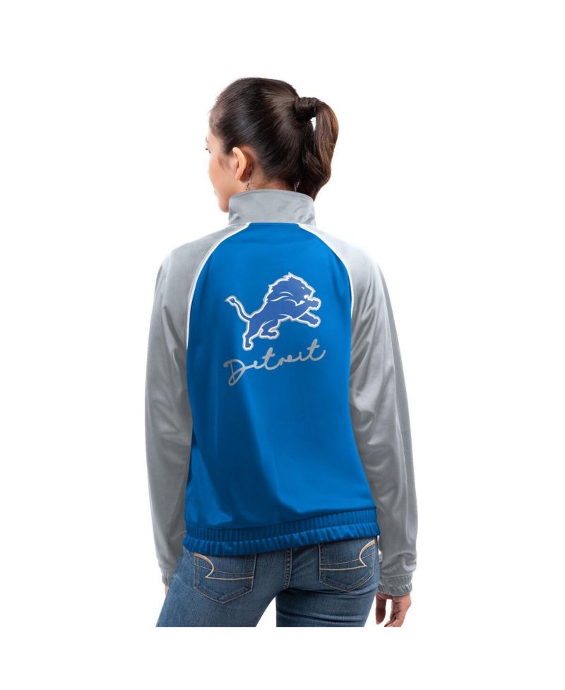 Women's Blue Detroit Lions Replay Full-Zip Track Jacket